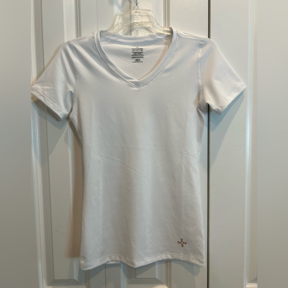 Women's White Core Compression Short Sleeve V-Neck Shirt